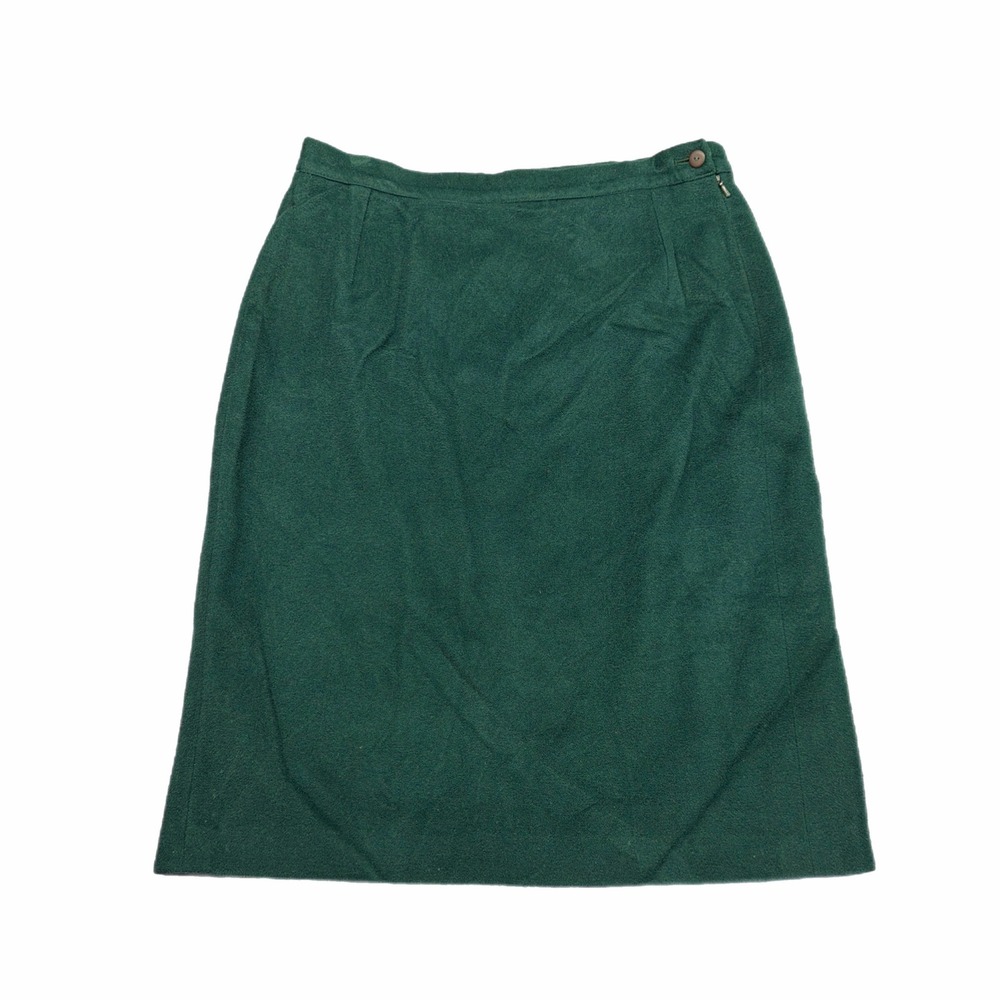 VTG Henry White Green Wool Cashmere Skirt size 14 42 Country Store Casco Bay
